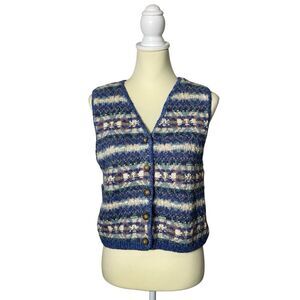 Vintage 90's L.L Bean Jacquard Fair Isle Knit Sweater Vest Women's Size Medium